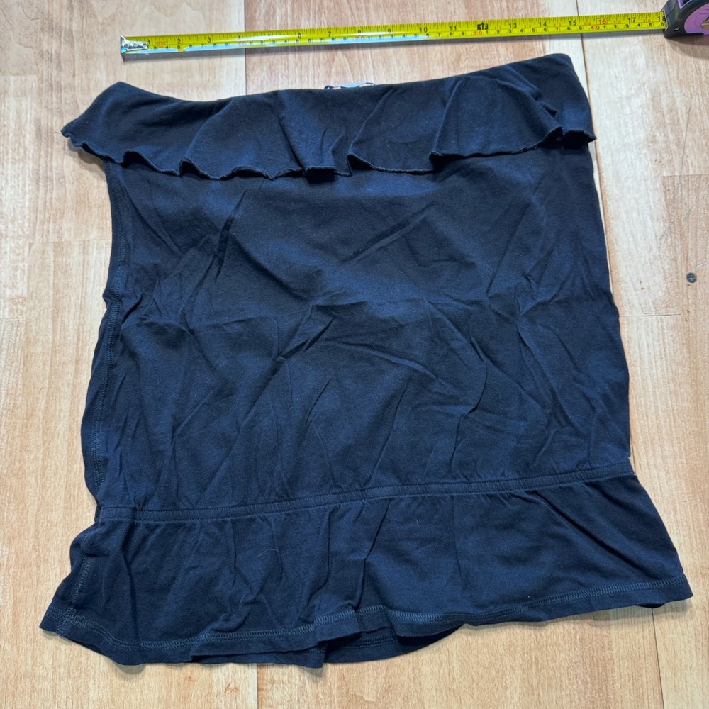 American Eagle Outfitters Women Medium Black Ruffle Strapless Tube Top Y2K Indie - Picture 3 of 3